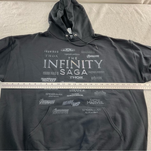 MEN’S MARVEL THE INFINITY SAGA LOGO SURROUND HOODED SWEATSHIRT SIZE: XL / BLACK - Picture 7 of 12